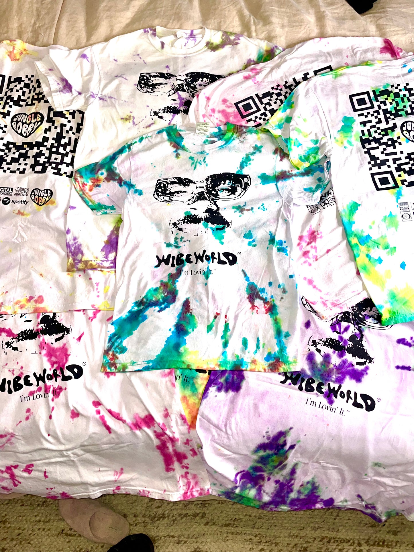 A SPECIAL HAND TIE-DYED wibe world "IM LOVIN IT" shirt